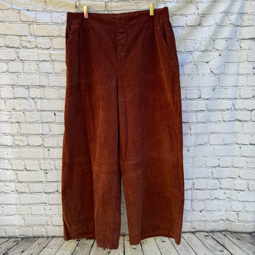 Pact Pants Corduroy Wide Leg Burnt Orange XL Fair Trade Organic Boho High Rise